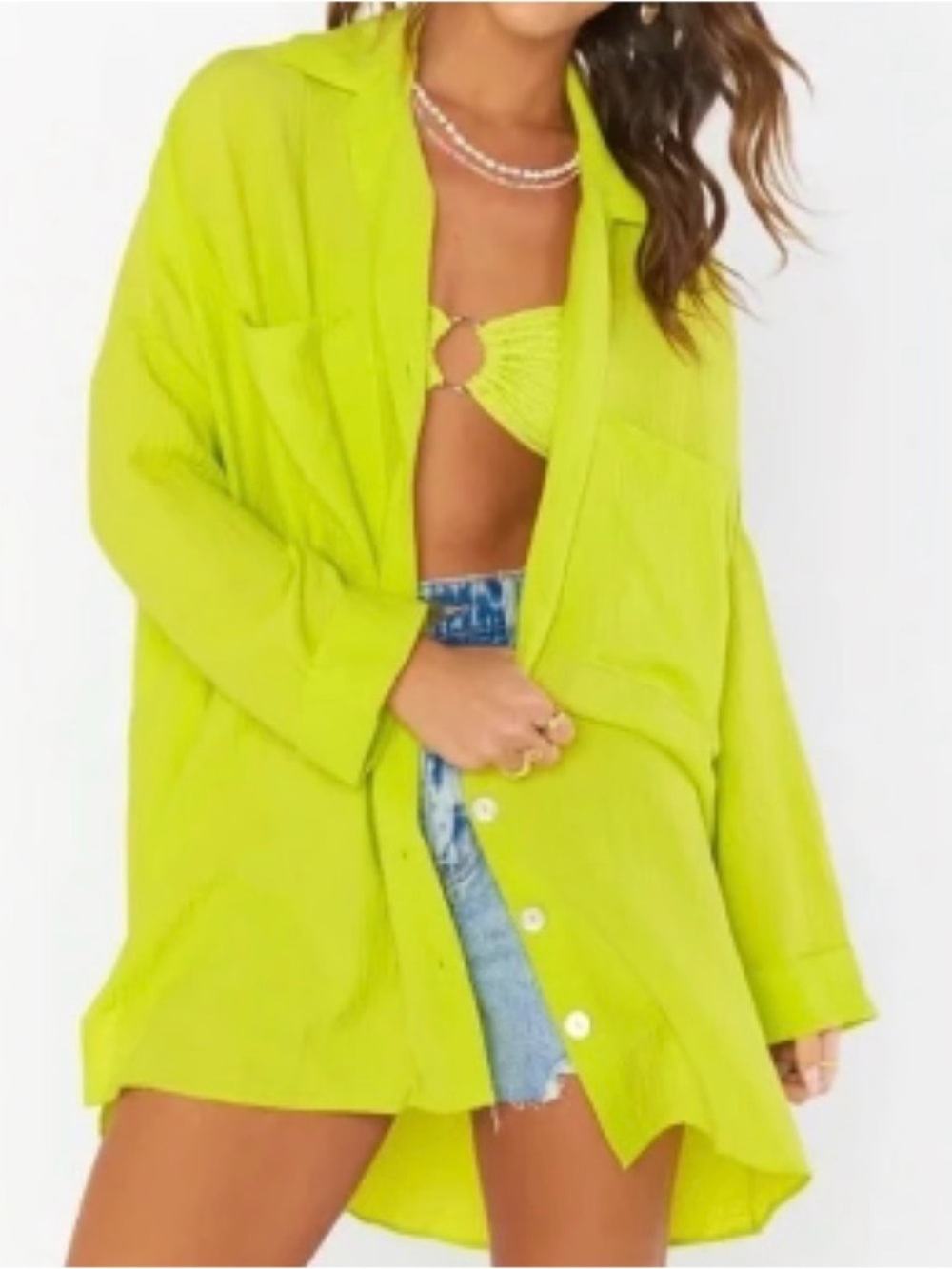 Show Me Your MuMu Johns Button Down Shirt Green Size Small
